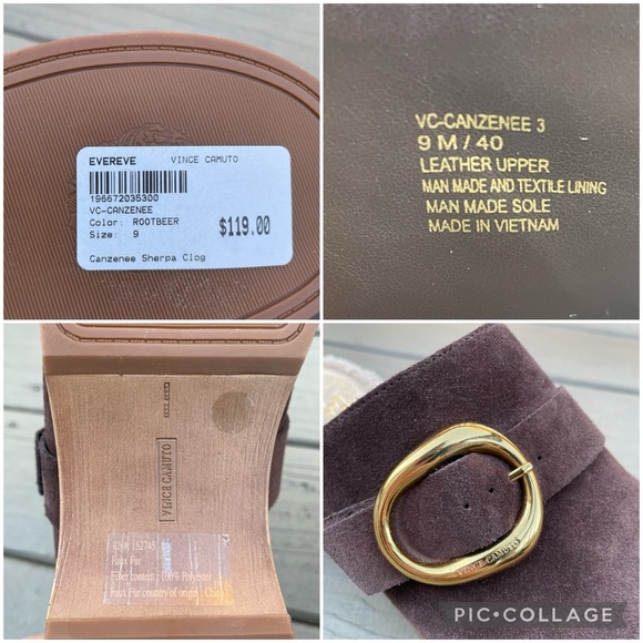 NWOB Vince Camuto Canzenee Sherpa Clogs in Rootbeer Suede size 9 - Picture 15 of 16